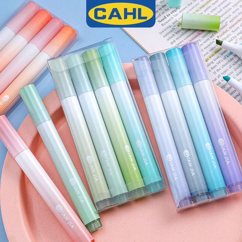 Set 4 Bút Dạ Quang Đầu Mềm Sức Chứa Lớn Màu gradient Cho Học Sinh