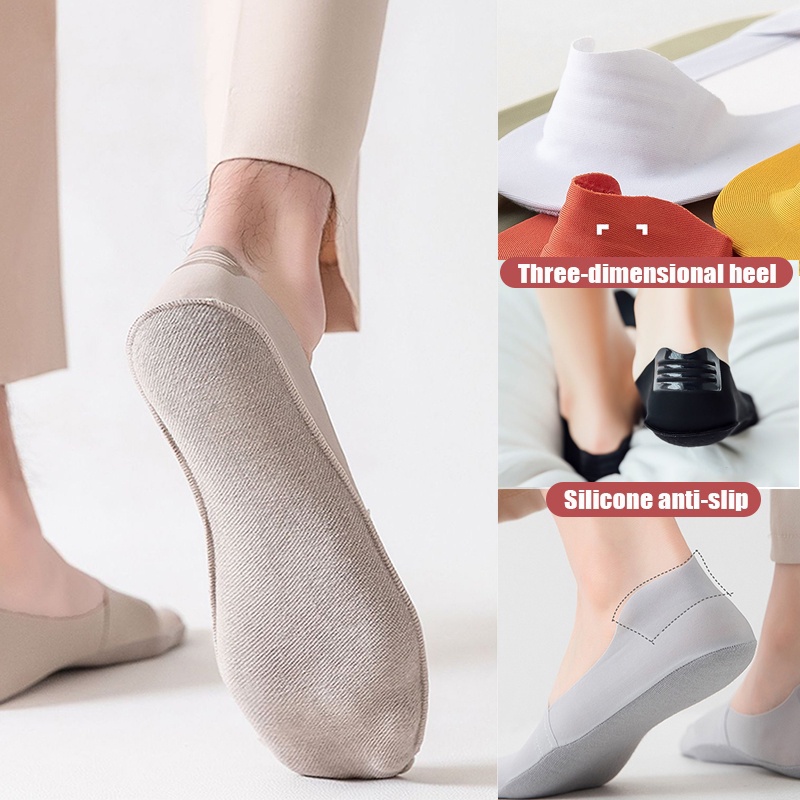 Vớ Cotton Lụa Lạnh Siêu Mỏng Tàng Hình Thấm Hút Mồ Hôi Chống Trượt Thoáng Khí Cho Nam