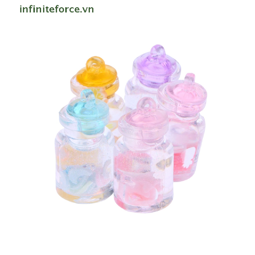 Set 10 Mặt Dây Chuyền Resin Phát Sáng DIY Hình Chai Nước Hoạt Hình Đáng Yêu