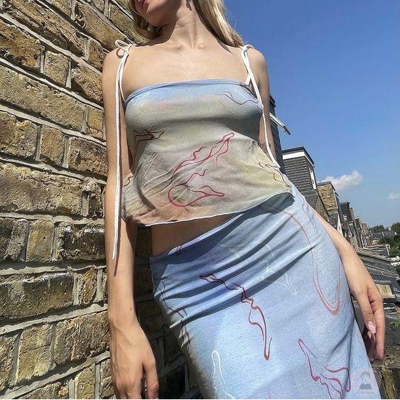 Áo Hai Dây Cổ Vuông Hở Lưng Nhuộm Màu Thời Trang Cho Nữ