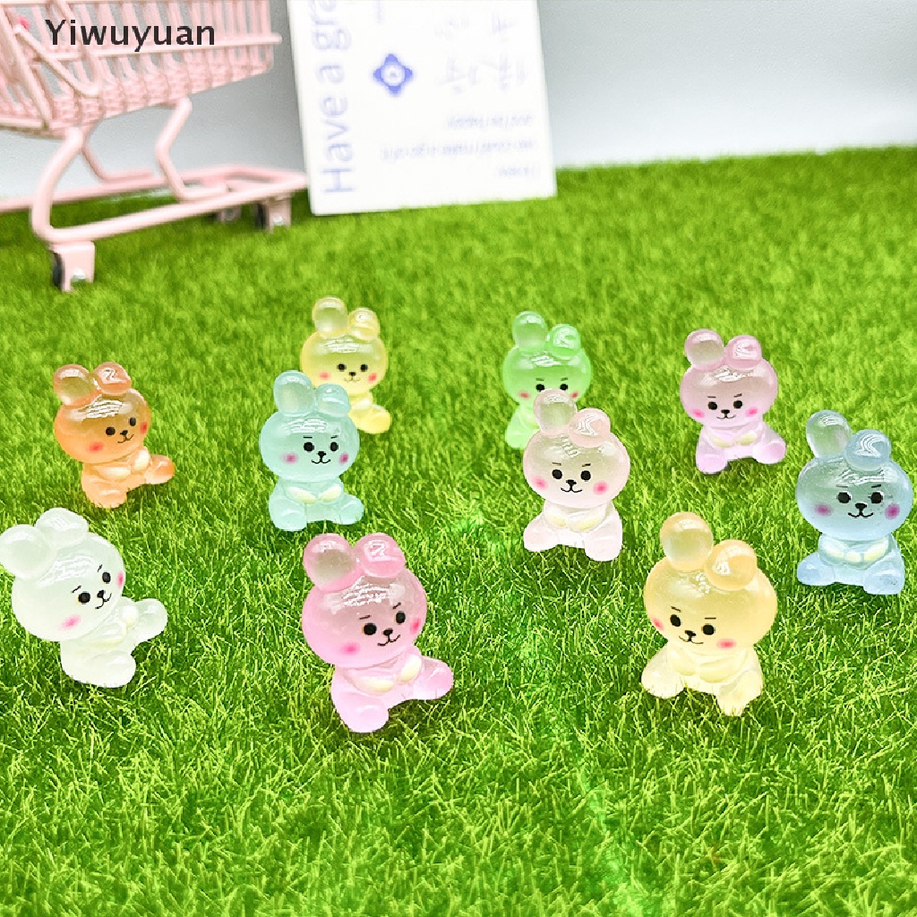 &lt; Yiwuyuan &gt; Bộ 5 Thỏ Hoạt Hình Huỳnh Quang Trang Trí Tiểu Cảnh DIY