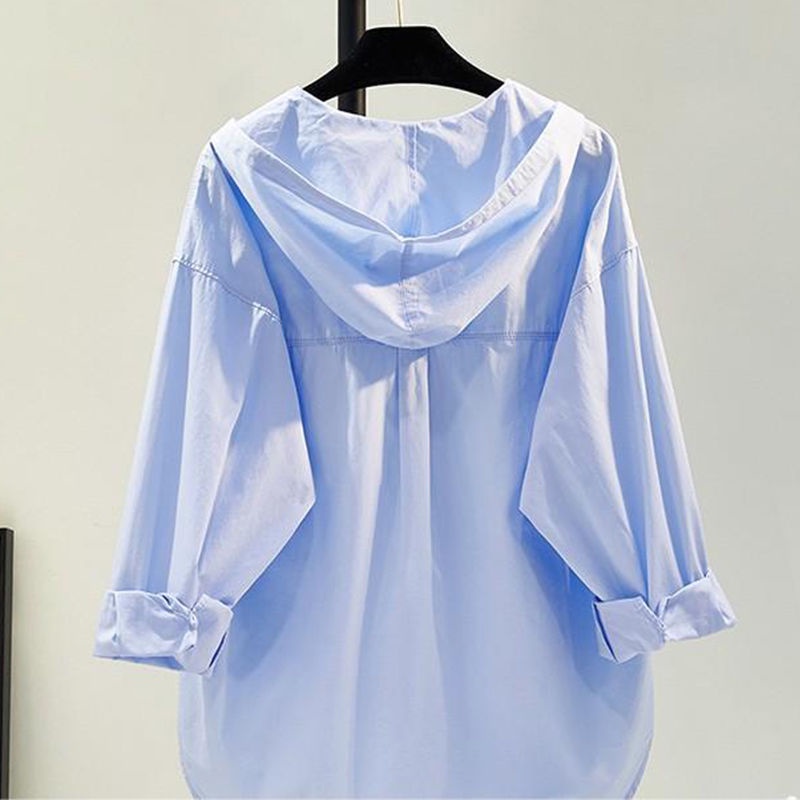Áo Sơ Mi Khoác Ngoài Có Mũ Trùm Đầu Bằng Cotton Nguyên Chất Phong Cách Thời Trang Xuân Hè Mới 2023