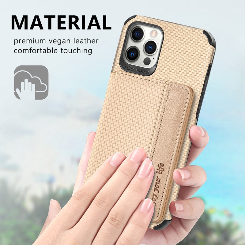 Ốp Điện Thoại Da + Sợi Carbon Có Ngăn Đựng Thẻ Chống Rơi Cho OPPO Reno 8 7 8T 8Z 7Z Reno8 Reno7 T Z 4G 5G