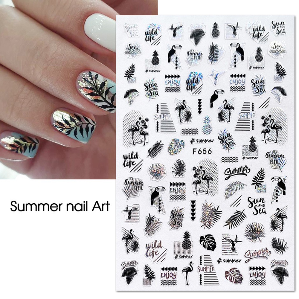 Miếng Dán Trang Trí Móng Tay Hai Màu Sắc Lấp Lánh