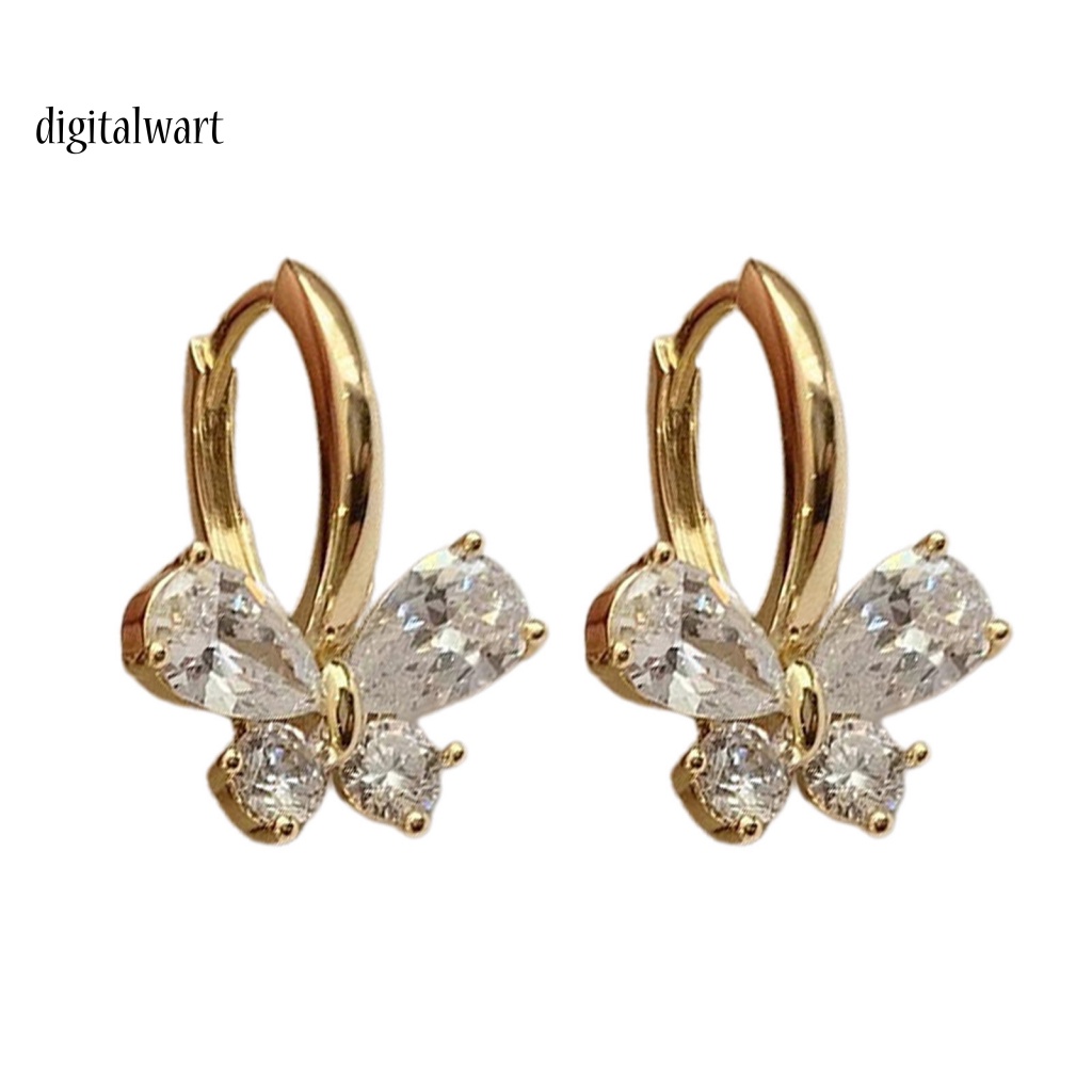 Kỹ Thuật Số| 1 Đôi Bông Tai Tròn Đính Đá Zircon Thời Trang Dành Cho Nữ