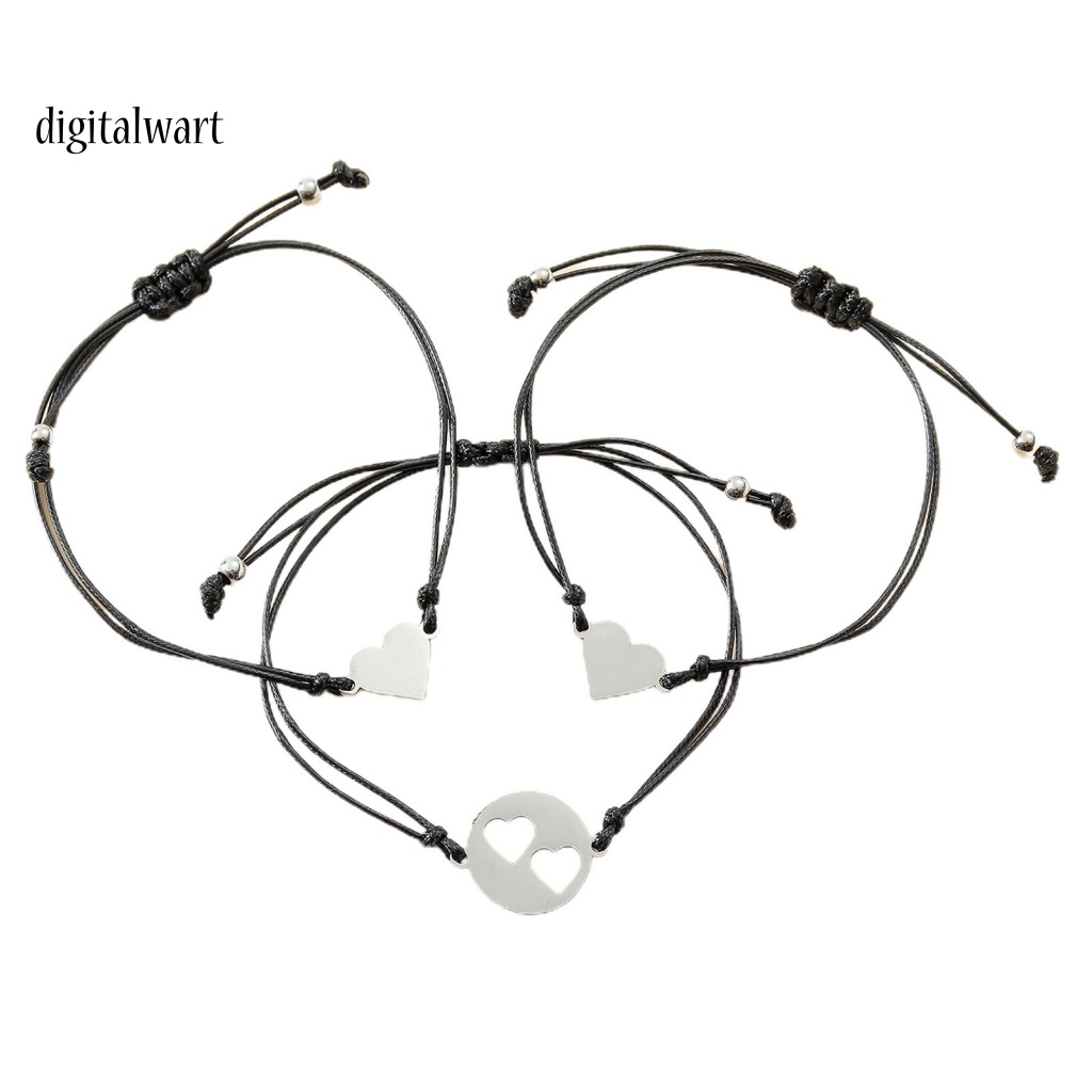 Kỹ Thuật Số| Set 3 Vòng Tay Trái Tim Rỗng Sáng Điều Chỉnh Được Cho Mẹ Và Bé