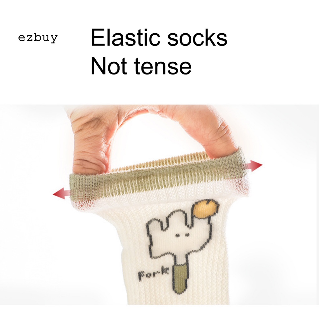 Set 4 Đôi Vớ Phối Lưới In Chữ Hoạt Hình Chống Trượt Thoáng Khí Dành Cho Bé