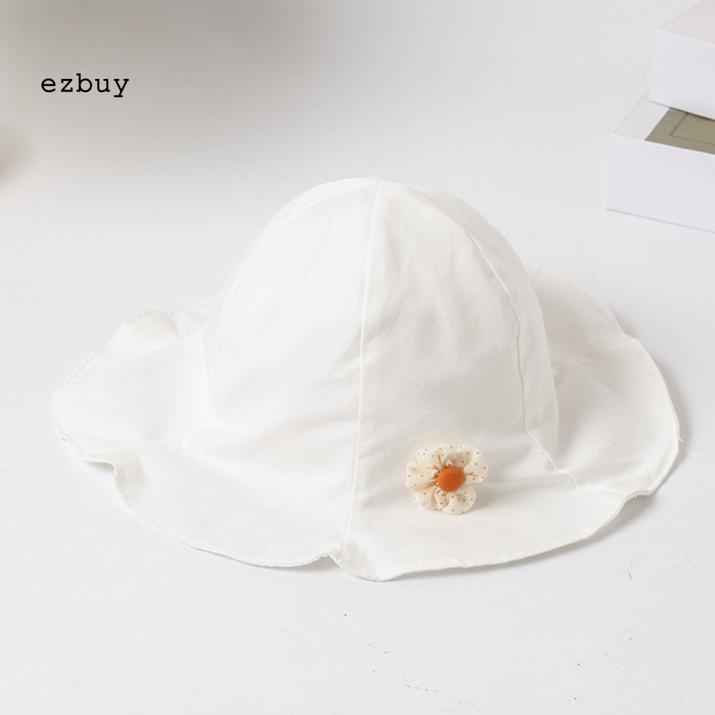 Mũ Tai Bèo Cotton Thoáng Khí Chống Phai Màu Đính Hoa Tinh Tế Có Dây Đeo Cho Trẻ Em