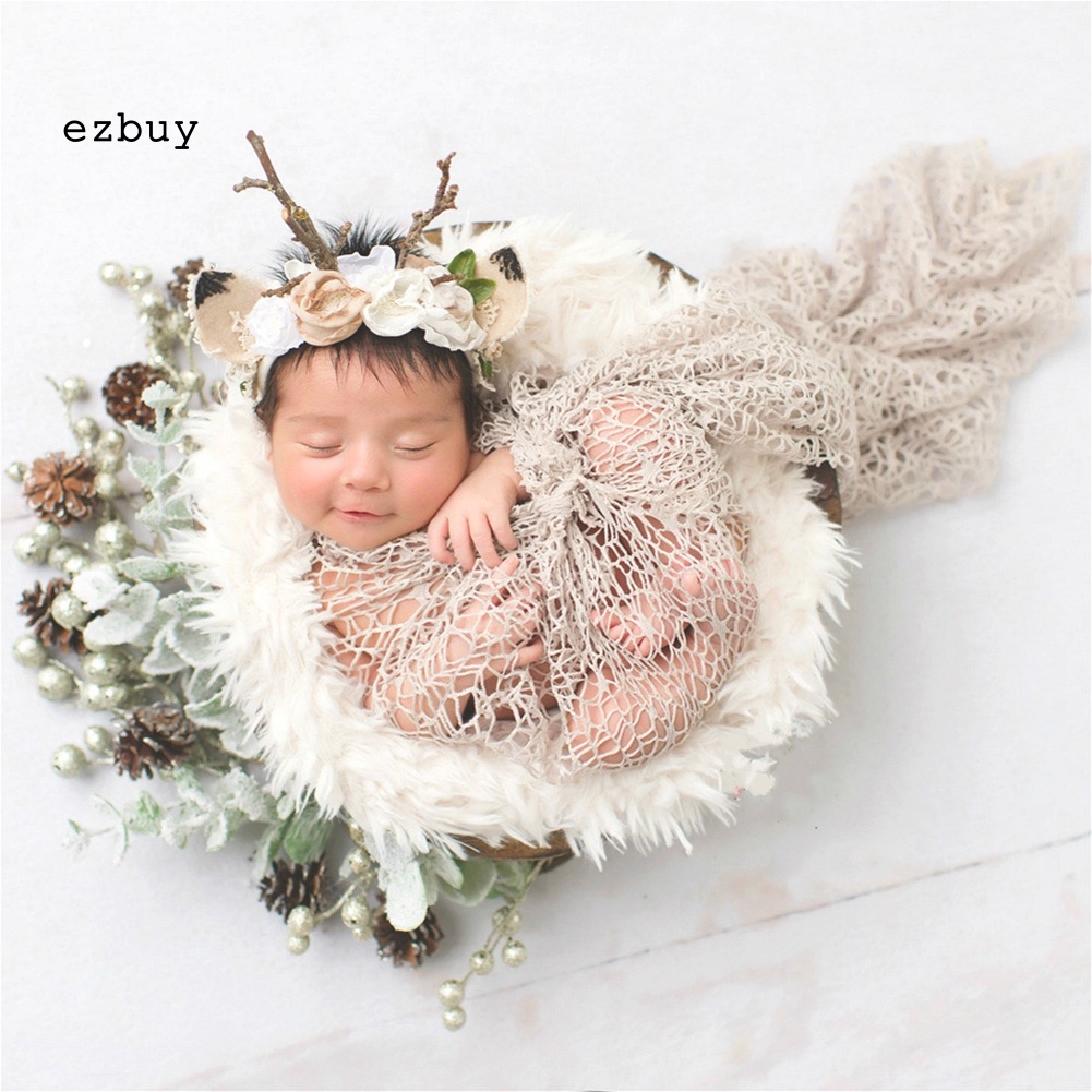 Chăn Quấn Ngủ Vải Lưới Phối Ren Co Giãn Dùng Làm Đạo Cụ Chụp Ảnh Cho Bé Sơ Sinh