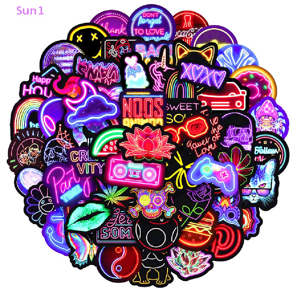 Set 1 &gt; 100 Miếng Dán Hoạt Hình Trang Trí Laptop Hành Lý Xe Máy