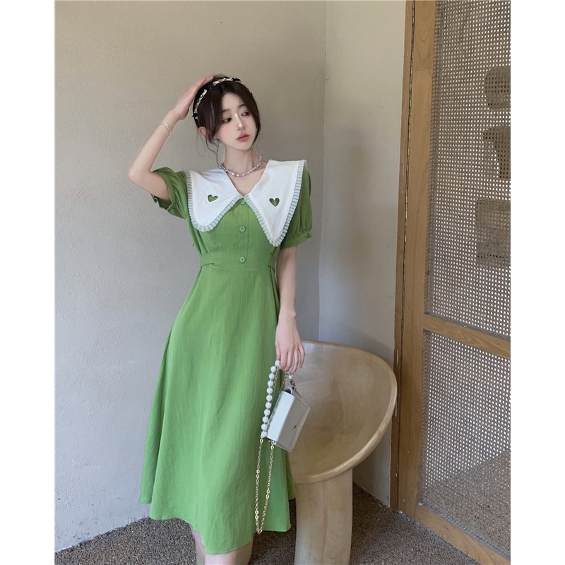 Đầm Maxi Chữ A Tay Phồng Cổ Búp Bê Phong Cách Hàn Quốc Thời Trang Mùa Hè 2023 Mới