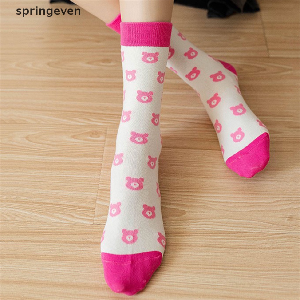 Vớ Cổ Trung In Họa Tiết Hoạt Hình Vui Nhộn Phong Cách Harajuku Nhật Bản Thời Trang Xuân Thu Cho Nữ
