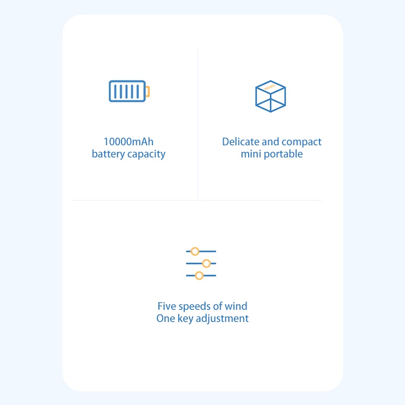 TBTIC Quạt Mini Cầm Tay Sạc USB 10000mAh Kèm Giá Đỡ Điện Thoại Tiện Dụng