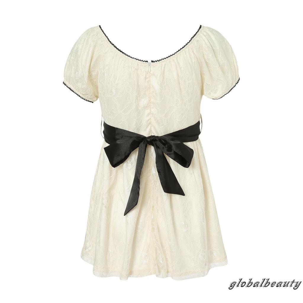 Áo Sơ Mi Tay Ngắn Dáng Chữ A Phối Ren Phong Cách Vintage Đường Phố 00GB