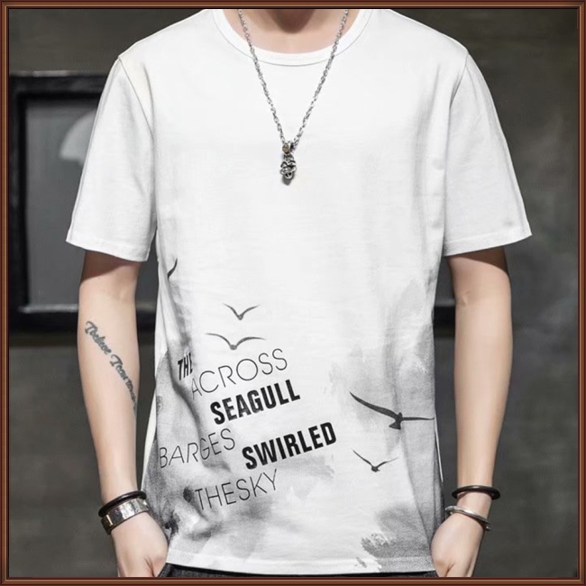 Áo Thun Tay Ngắn Cổ Tròn Màu Trơn Mềm Mại Phong Cách Hồng Kông Cá Tính Cho Nam