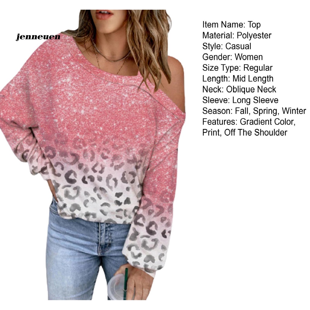 Áo Kiểu Tay Dài Trễ Vai Mềm Mại In Họa Tiết Bông Tuyết Lấp Lánh Thời Trang Xuân Thu Cho Nữ