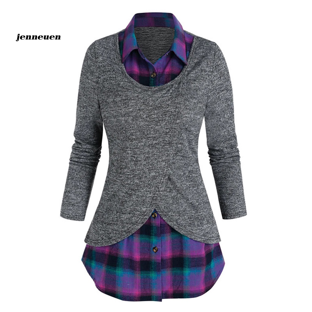 Áo Sơ Mi Dài Tay Giả Hai Lớp Phối Họa Tiết Kẻ Sọc Dáng Ôm Thời Trang Cho Nữ