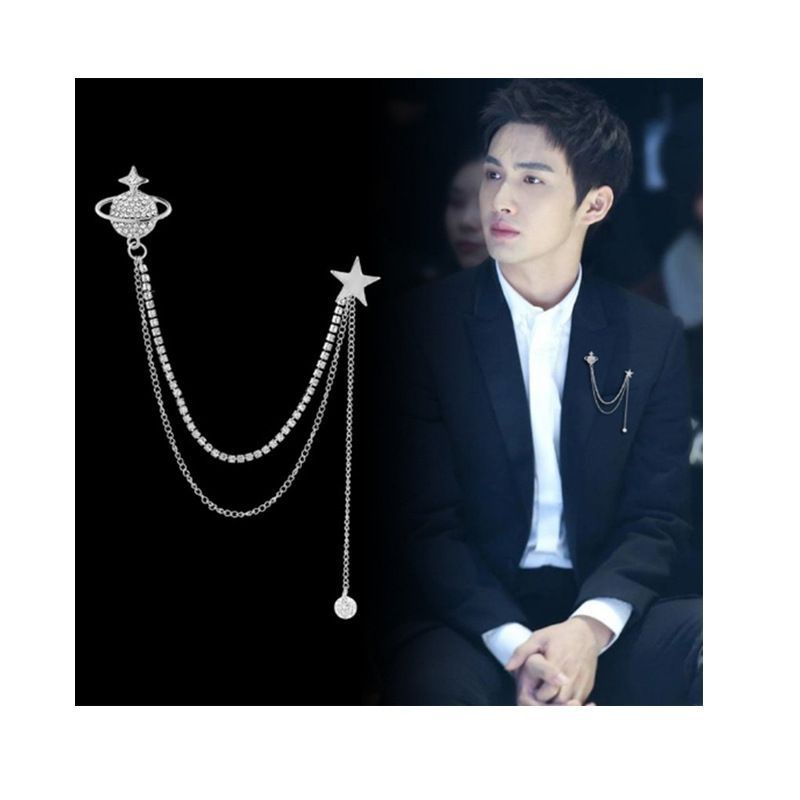 Trâm Cài Áo Dây Xích Tua Rua Hình Hành Tinh Đơn Giản Sang Trọng Phong Cách retro Phù Hợp Với Nam Và Nữ st