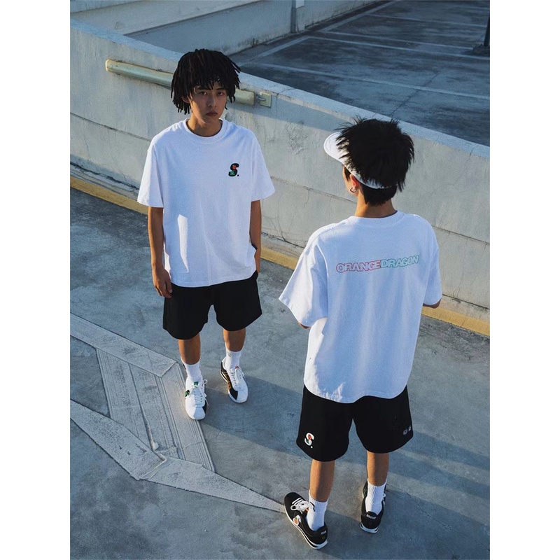 Áo Thun cotton Tay Ngắn Cổ Tròn Màu Tương Phản In LOGO ST-A X OD co-Brand Thời Trang Mùa Hè