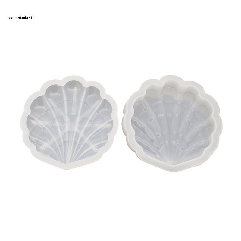✿ Khuôn Silicone Làm Hộp Nhựa Resin Hình Vỏ Sò 3D Có Nắp Đậy