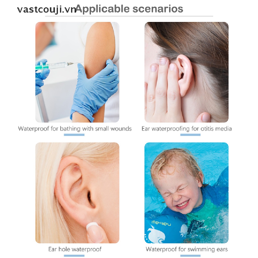 Set 10 Miếng Dán Silicon Bảo Vệ Tai Chống Thấm Nước Khi Đi Bơi Cho Bé