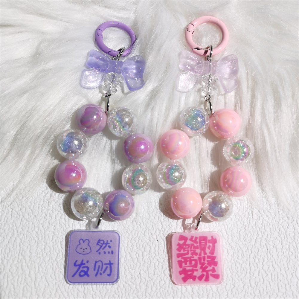 Dây Đeo Điện Thoại / Móc Chìa Khóa Hình Trái Tim / Nơ Giàu Có Móc Chống Thất Lạc Bằng Acrylic Dễ Thương