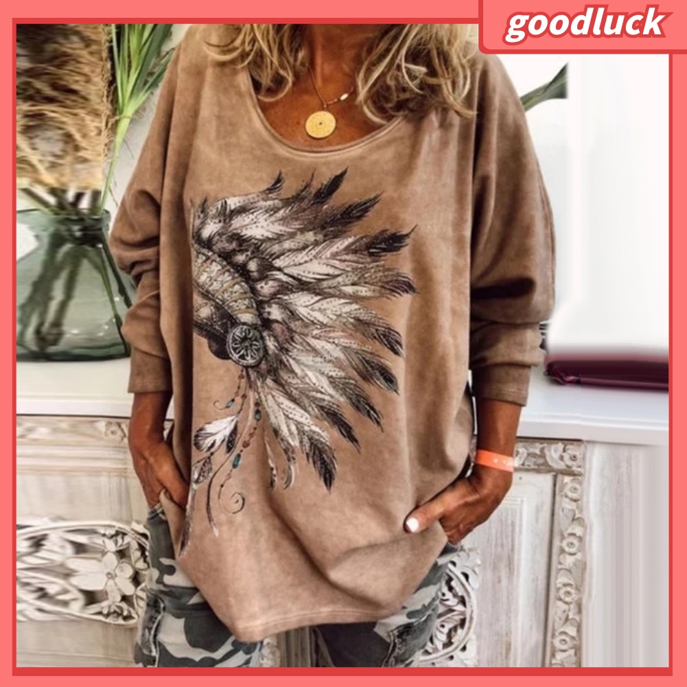 Áo Thun Tay Dài Cổ Tròn Màu Trơn In Họa Tiết Thời Trang Mùa Thu Cho Nữ