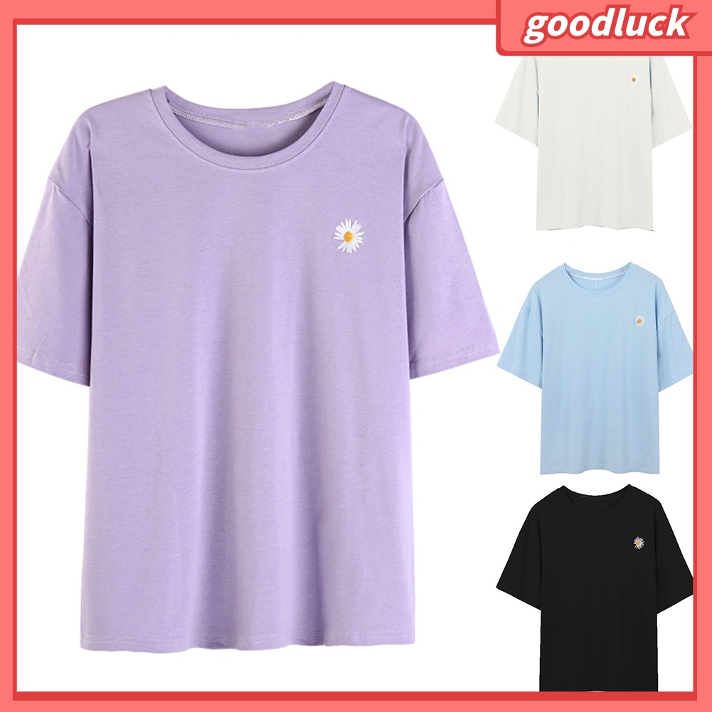 Áo Thun Tay Ngắn Cổ Tròn Dáng Rộng In Họa Tiết Marguerite Thời Trang Cho Nữ