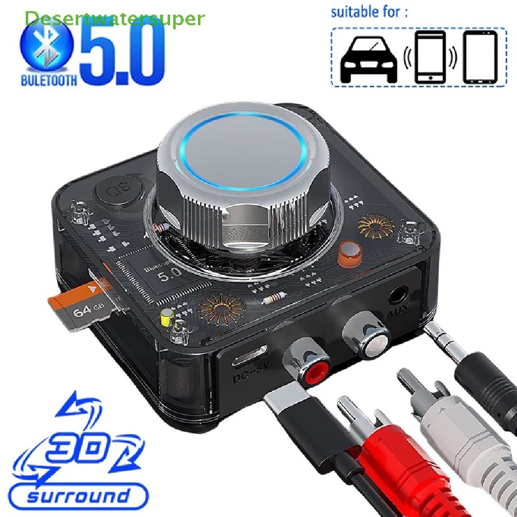 Thiết Bị Nhận Tín Hiệu Âm Thanh Bluetooth 5.0 3D Không Dây Hỗ Trợ Thẻ TF RCA 3.5mm 3.5 AUX Cho Loa Xe Hơi
