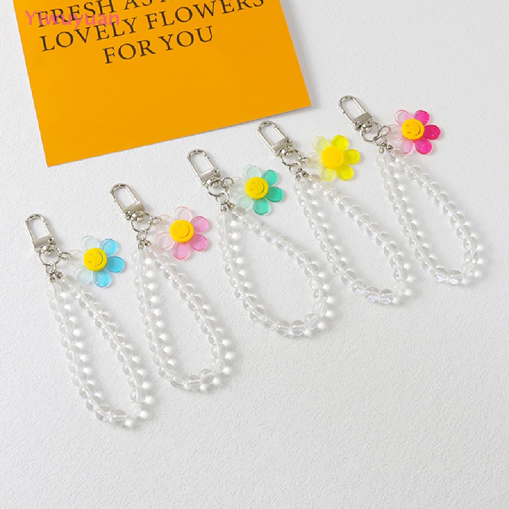 < Yiwuyuan > Dây Đeo Điện Thoại Dáng Ngắn Hình Hoa Màu Kẹo Ngọt Có Vòng Tay / Móc Khóa