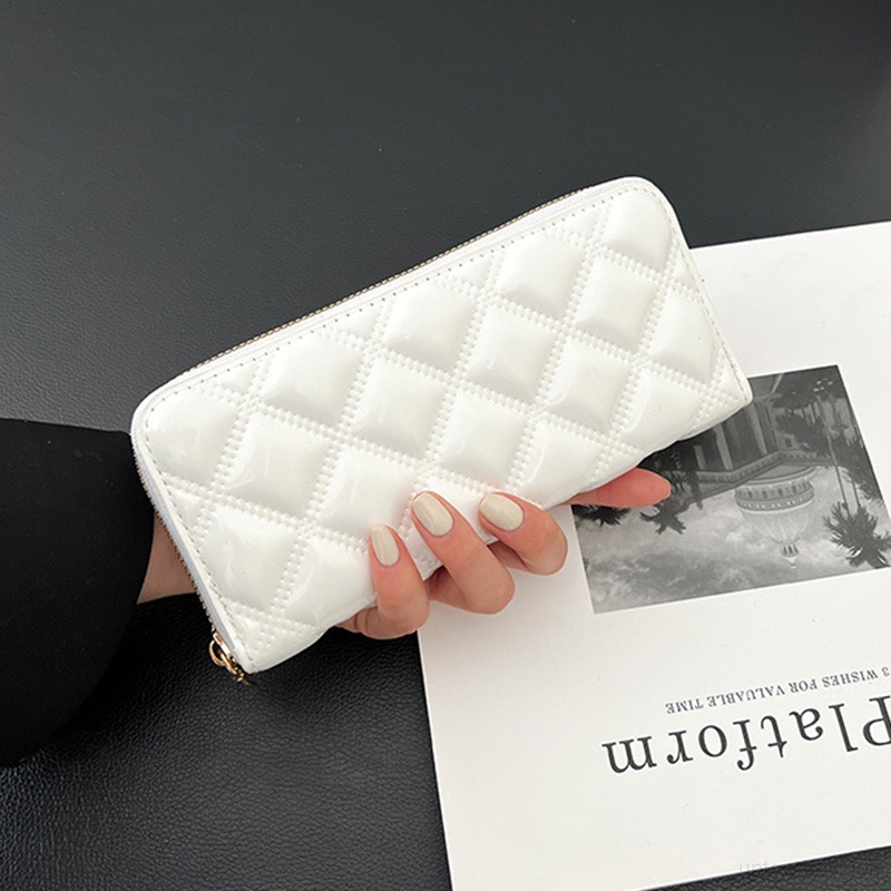 Ví Cầm Tay Nhiều Ngăn Họa Tiết Hình Thoi Đơn Giản Cho Nữ