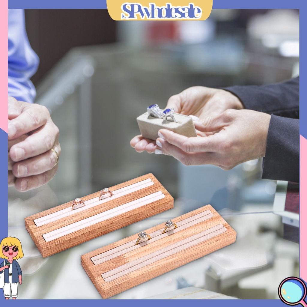 &lt;SPwholesale&gt; Giá Đỡ Trưng Bày Nhẫn 2 Ngăn Bằng Vải Nỉ Phong Cách Đơn Giản Và Sành Điệu