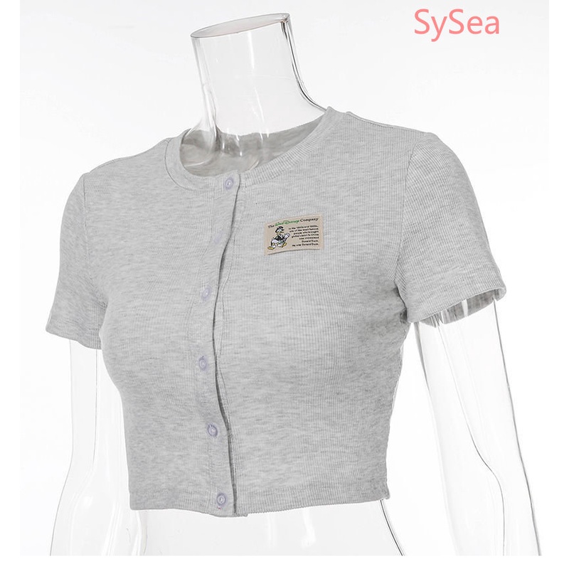 Áo Croptop Màu Xám Thiết Kế Quyến Rũ Thời Trang Mùa Hè Cho Nữ