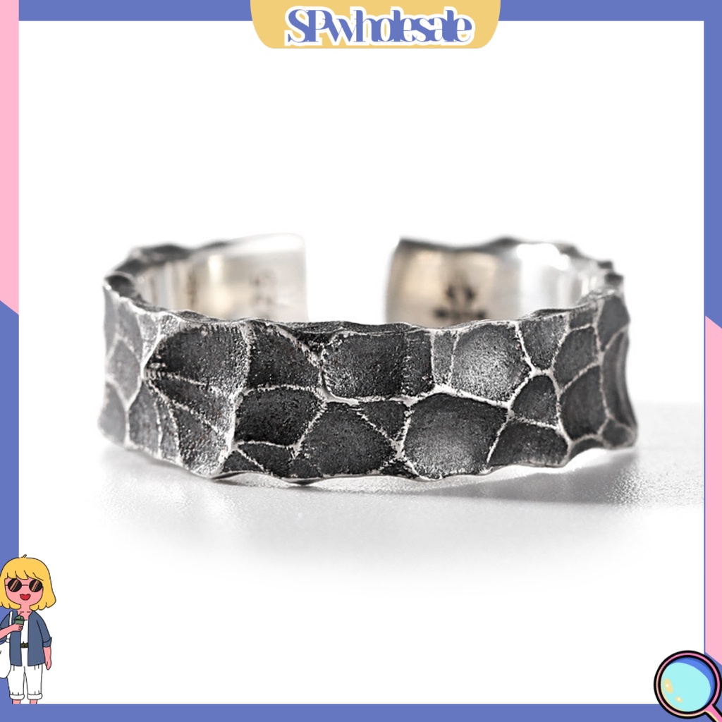 <SPwholesale> Nhẫn Hở Họa Tiết Vết Nứt Bằng Hợp Kim Phong Cách Retro Cá Tính Làm Quà Tặng Sinh Nhật Cho Nam