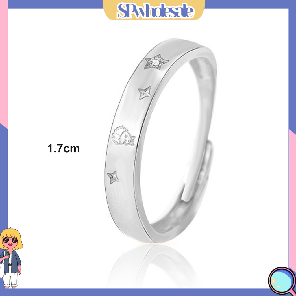 <SPwholesale> Nhẫn Hở Đính Đá Zircon Sáng Bóng Quyến Rũ Sang Trọng Thời Trang Trang Sức Dành Cho Cặp Đôi