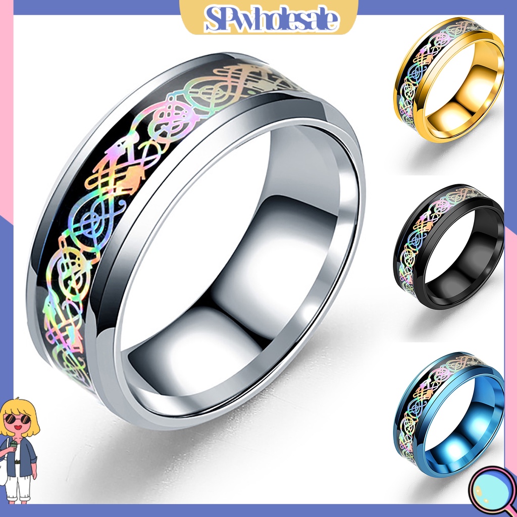 &lt;SPwholesale&gt; Nhẫn Đeo Tay Bằng Thép Không Gỉ Bề Mặt Mịn Nhiều Màu Sắc Thời Trang Unisex