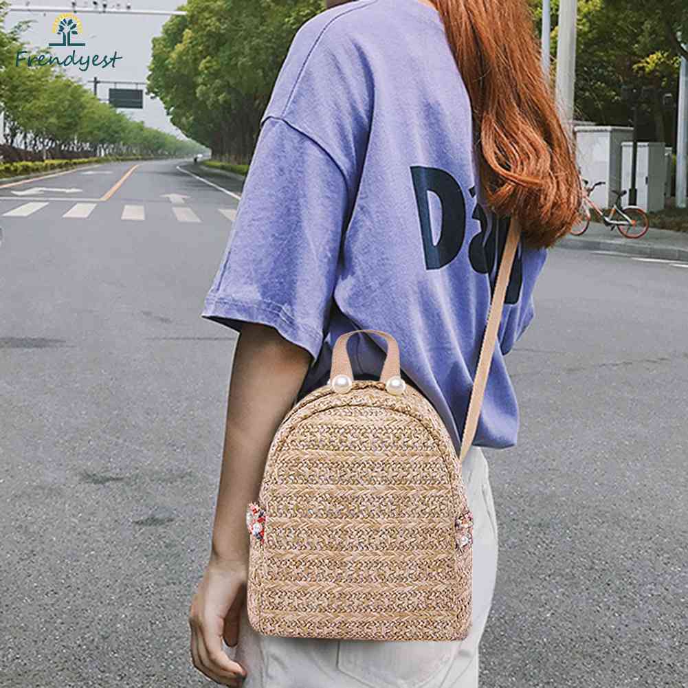 Túi Cói Đeo Chéo Đính Ngọc Trai Thời Trang Dành Cho Nữ