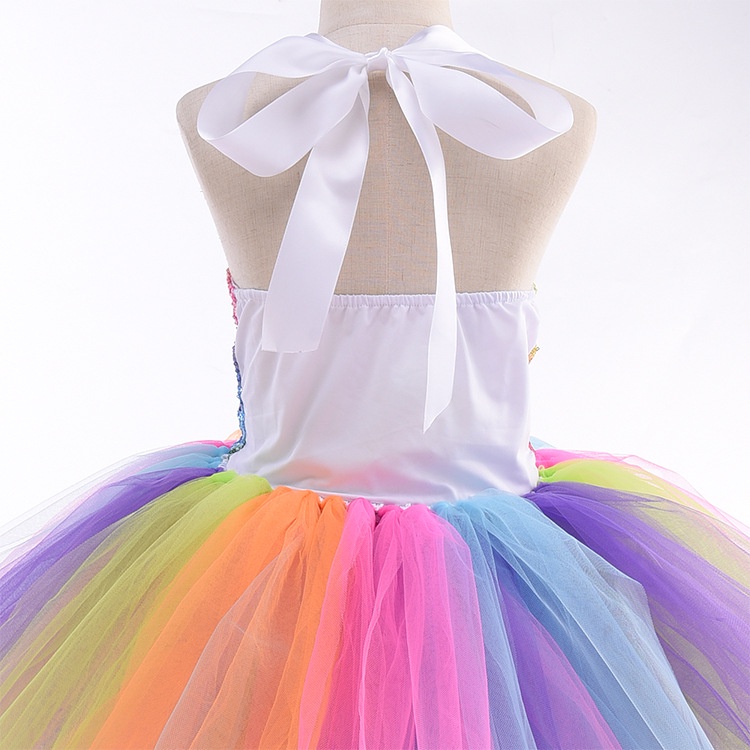 đầm bé gái,short-sleeved rainbow váy công chúa,set váy cho bé gái váy công chúa cho bé gái Đầm Hóa Trang Kỳ Lân Cho Bé Gái