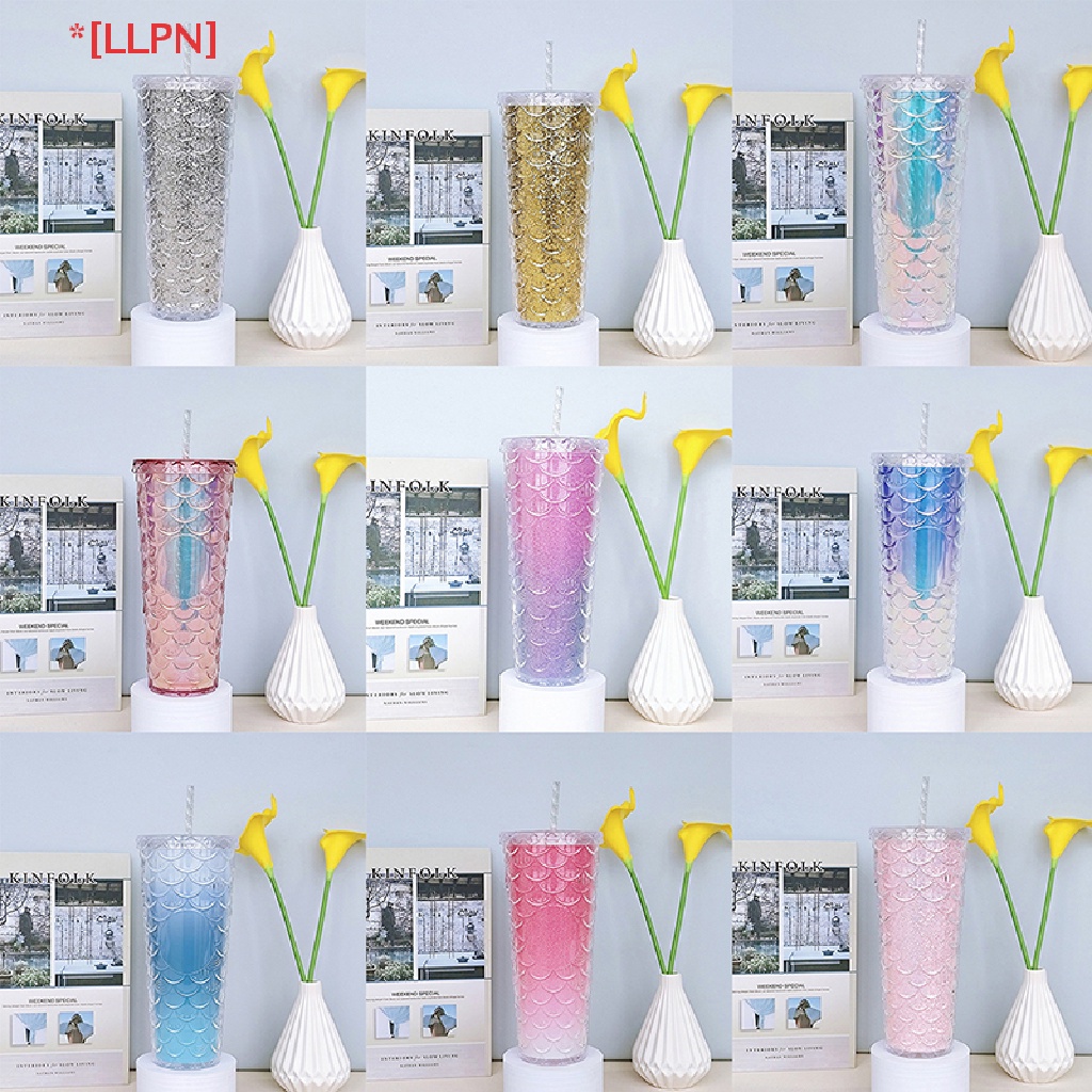 Cốc Nhựa Hai Lớp Có Ống Hút Họa Tiết Kim Cương Chào Mừng Dung Tích 700ml