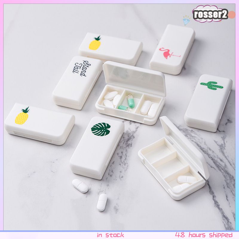 Hộp Đựng Thuốc Nhỏ 3 Ngăn Tiện Dụng Hộp Thuốc Du Lịch Tại Nhà Văn Phòng-Rosser2