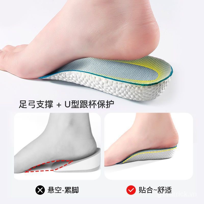 Miếng Lót Giày Tăng Chiều Cao Chất Liệu Dày Dặn Thoáng Khí Không Dây Cho Nam Và Nữ