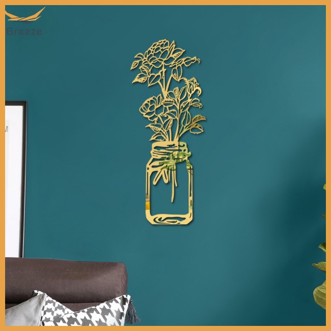 Gương Dán Tường Bằng Acrylic Hình Lọ Hoa 3d Trang Trí Nhà Cửa