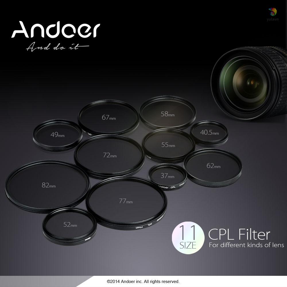 Kính Lọc Phân Cực Andoer 52mm Cho Máy Ảnh DSLR