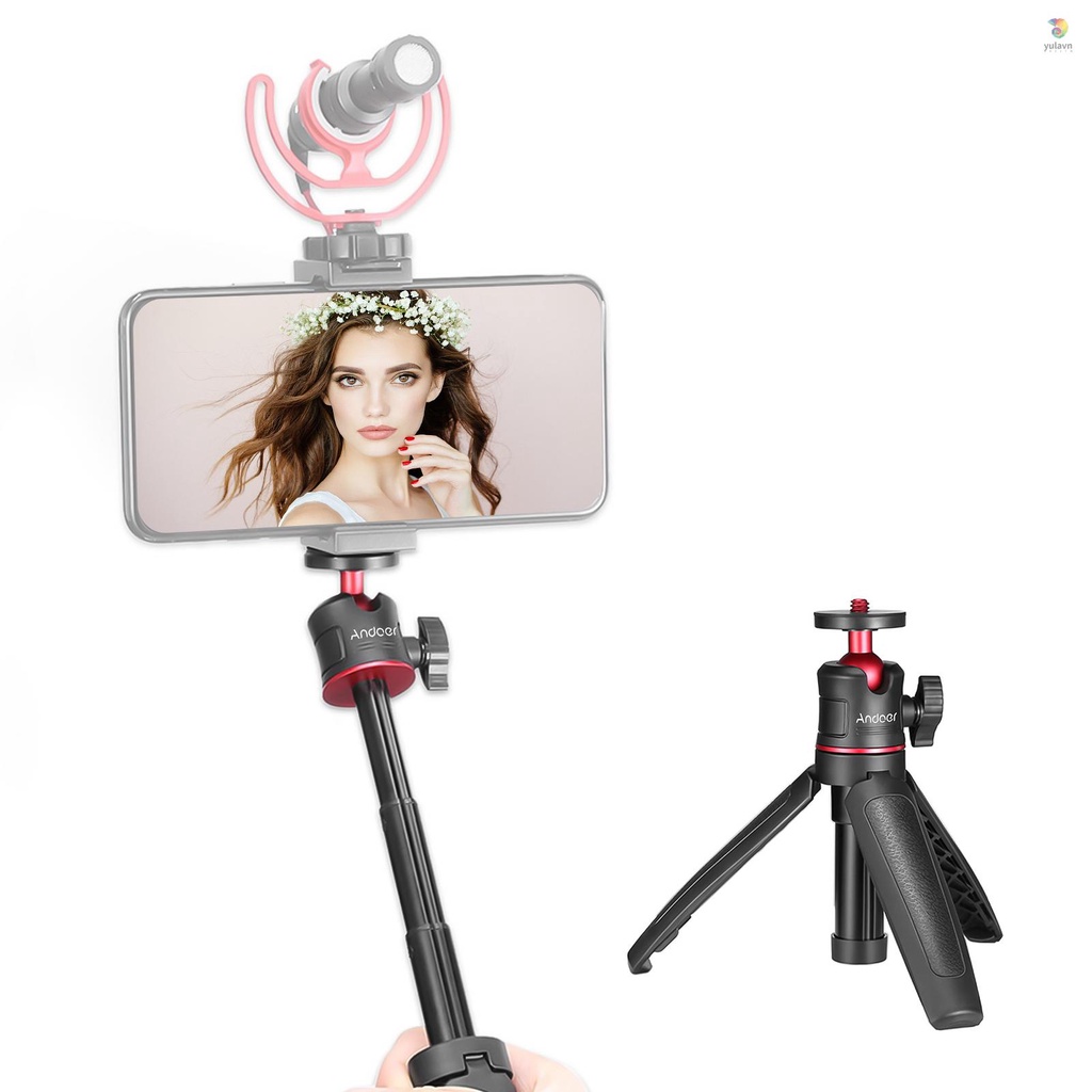 Giá Đỡ Ba Chân Andoer MT-08 Mini Có Thể Kéo Dài Với Ốc Vít Đầu Bi 1 / 4 Inch Dùng Chụp Ảnh Selfie Vlogging