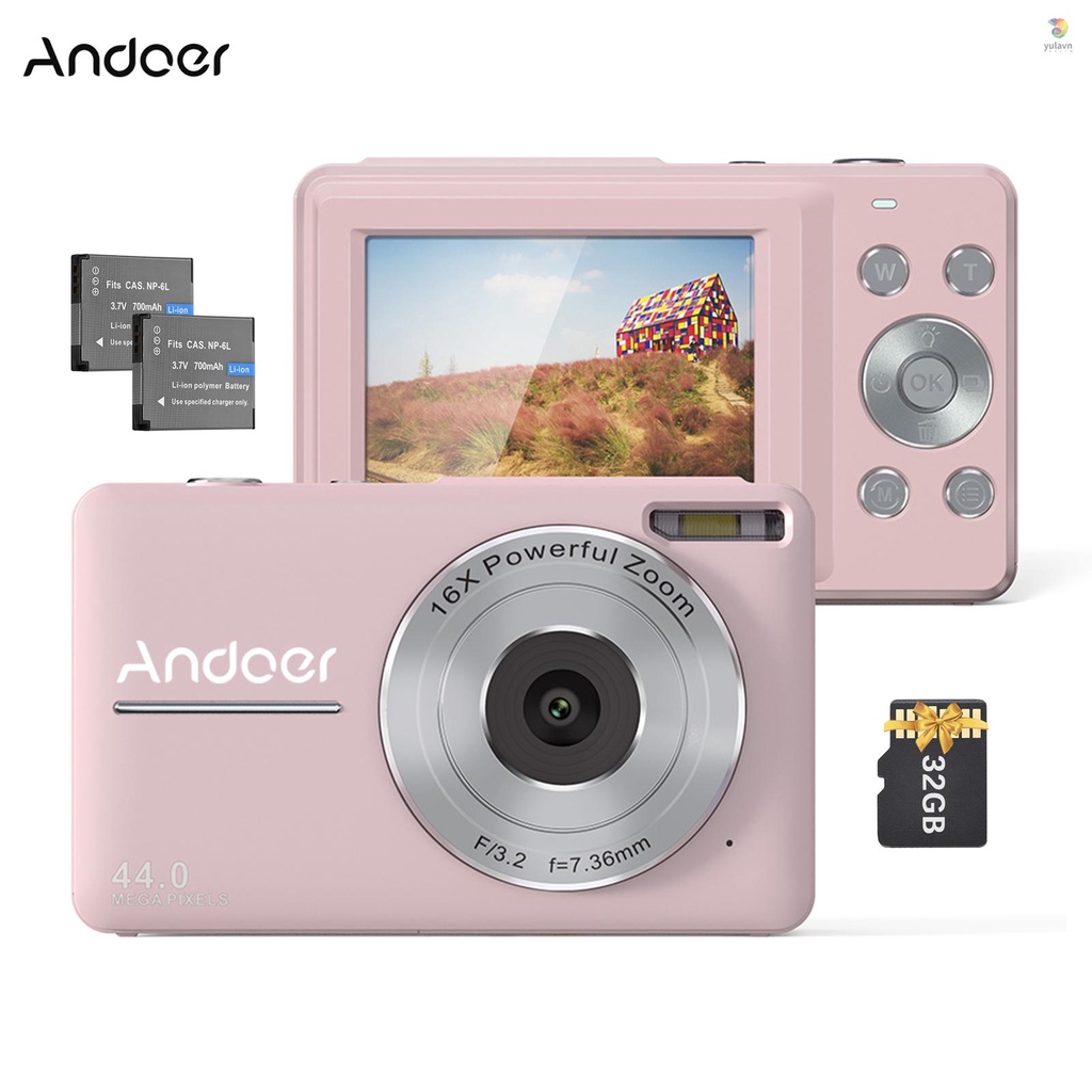 Máy Quay Kỹ Thuật Số Andoer 1080P 44MP Auto Focus 2.5 IPS Màn Hình 16X Kèm Thẻ Nhớ 32GB