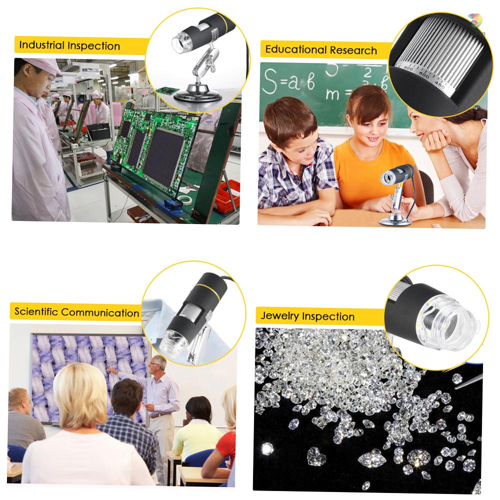 Kính Hiển Vi Kỹ Thuật Số 1000X USB Phóng Đại 8 Đèn LED Có Chức Năng OTG Có Giá Đỡ