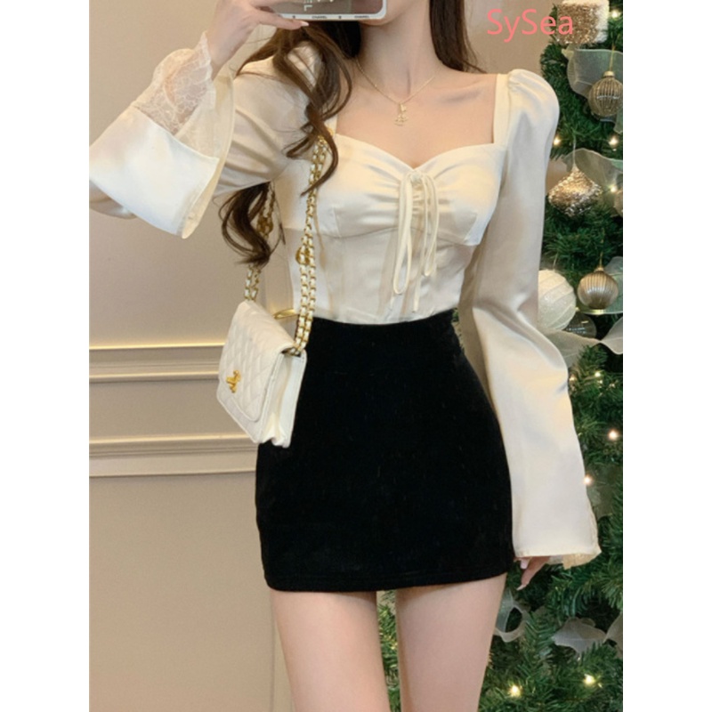 Áo Sơ Mi Tay Dài Xếp Ly Thắt Nơ Thời Trang Mùa Hè Cho Nữ