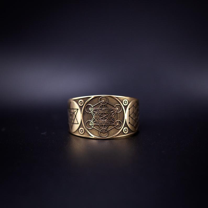 Nước Ngoài Bằng Đồng Thau Thiên Thần Cuộc Sống Để Niêm Phong Solomon kabbalah Có Thể Điều Chỉnh Vòng Nước Ngoài Handmade Dễ Dàng Thời Trang Độc Đáo 4.15