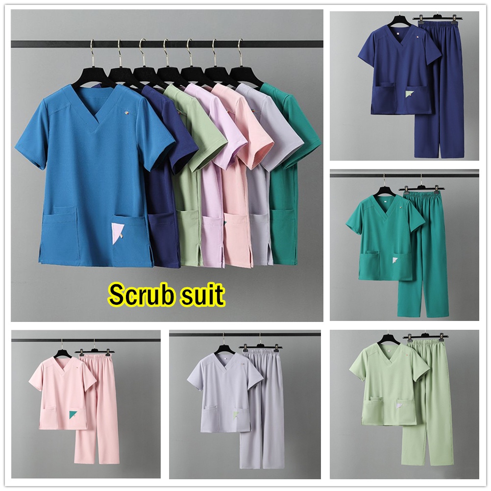 Bộ Đồng Phục Áo Thun Tay Ngắn Cổ Chữ V + Quần Dài Co Giãn Thời Trang Unisex
