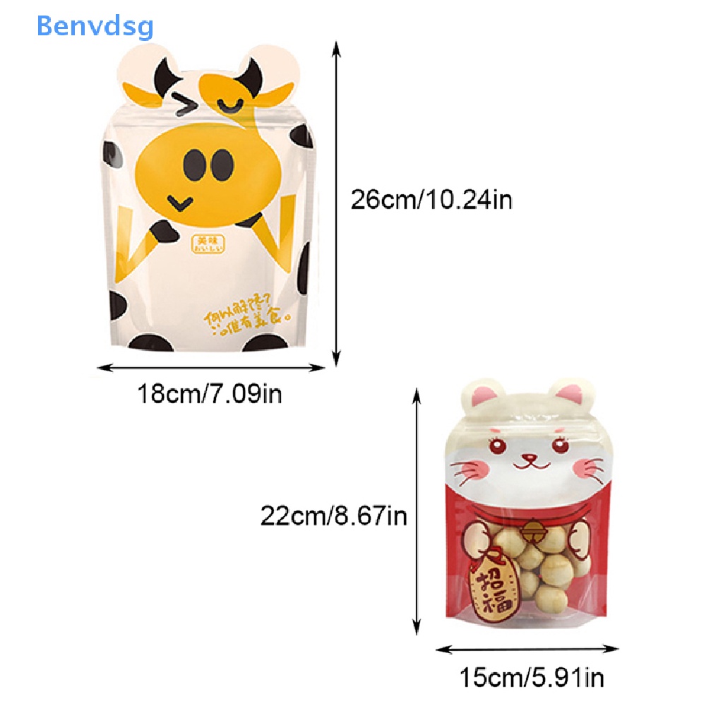 Bộ 5 Túi Đựng Bánh Kẹo Tự Niêm Phong Họa Tiết Hoạt Hình Dễ Thương